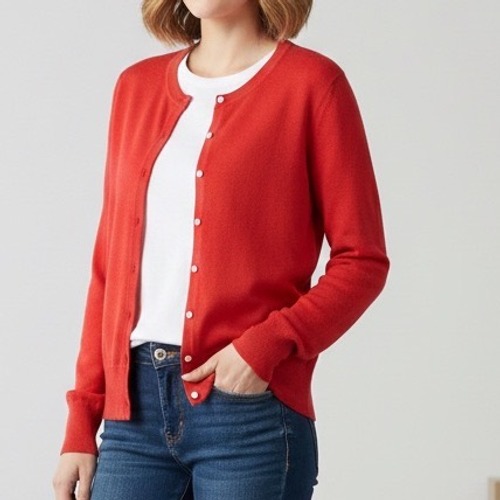 Gap 100% Wool Size S Red Crew Neck Button Front Cardigan Sweater Women